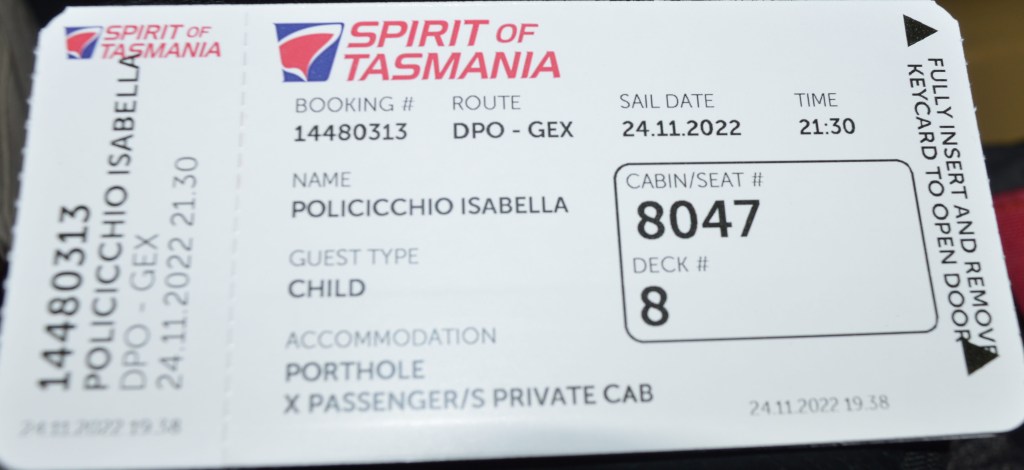 Spirit Tasmania Ticket Stub