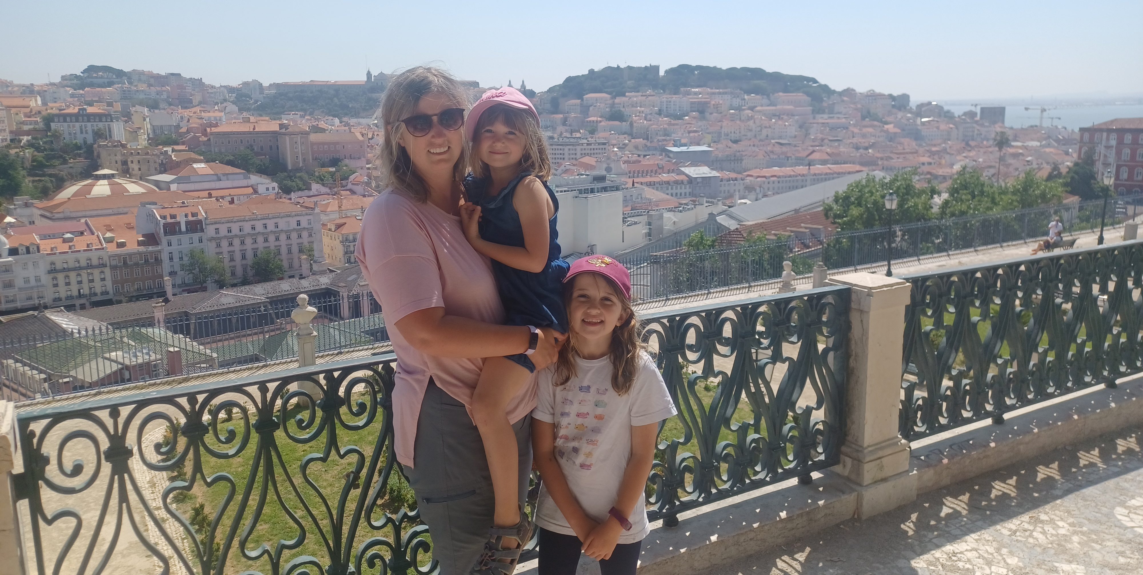 Family at a lookout over Lisbon